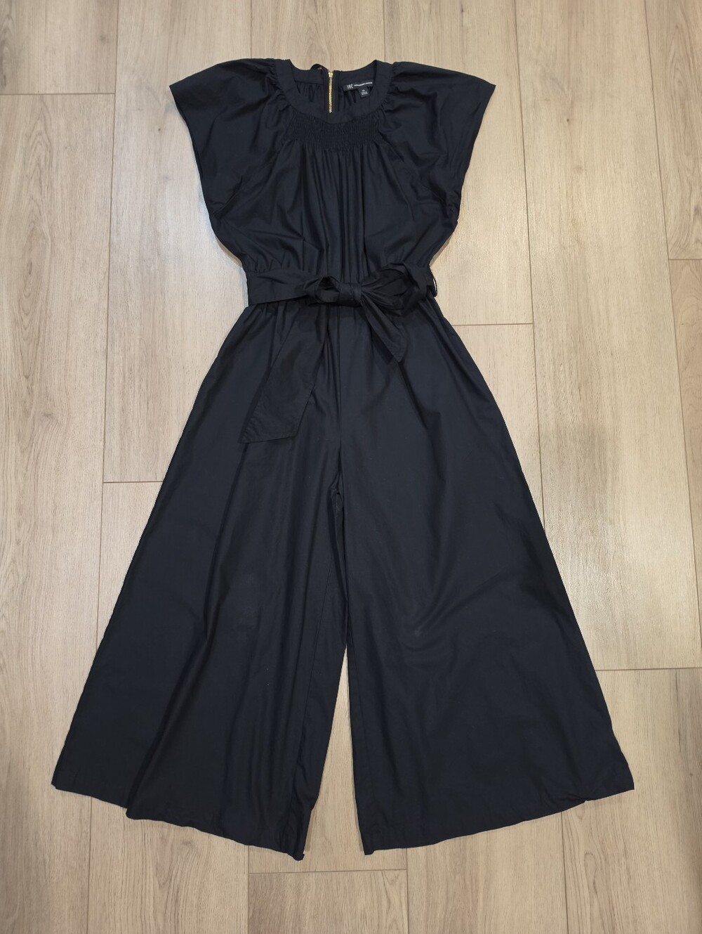 INC International Concepts Black Wide Leg Belted Jumpsuit XS